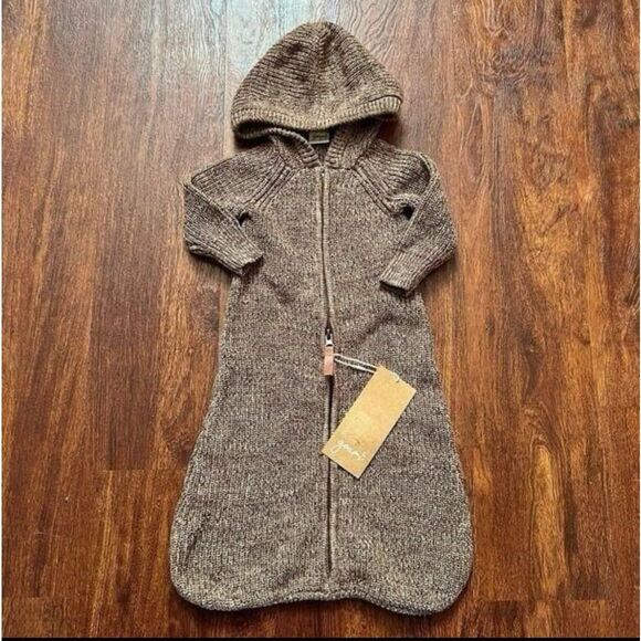 NWT Goumi Kids Knit Wearable Baby Blanket Bark SZ Large 12mo + Organic Cotton - Picture 1 of 3